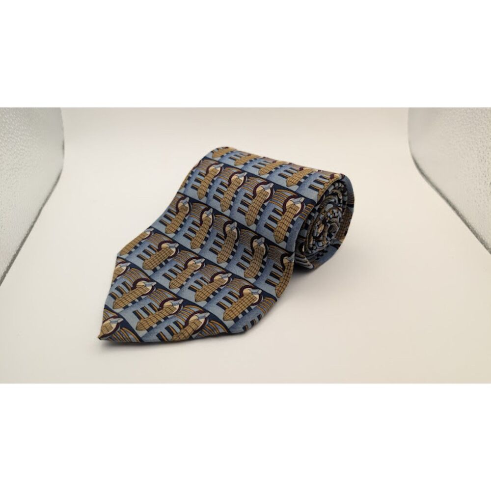 Vintage 1995 UNICEF Silk Tie Évry Cathedral France Architectural Pattern Necktie